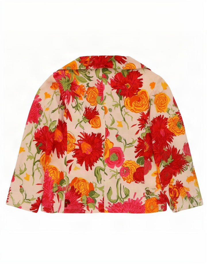 Giacca blazer da donna a 3 bottoni e maniche a 3/4 di qualità superiore IT 48 XL bianca floreale