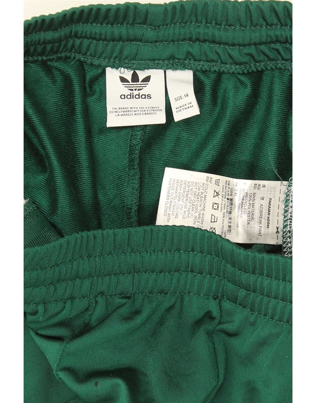 Pantaloni da tuta da donna Adidas UK 14 Poliestere color block verde medio