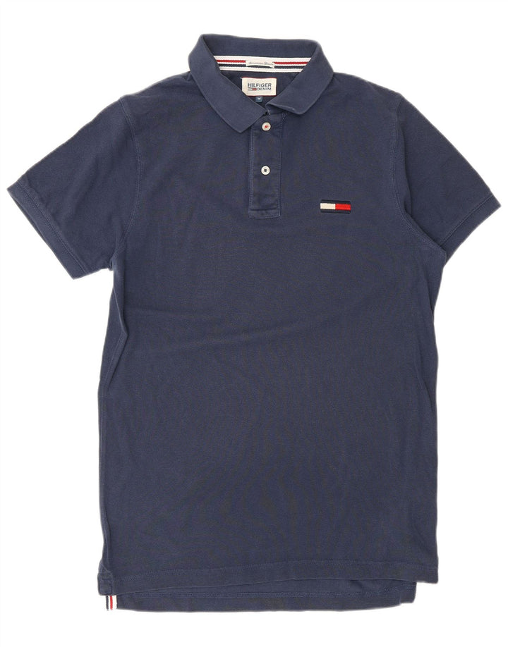 Polo alta da uomo Tommy Hilfiger media cotone blu navy