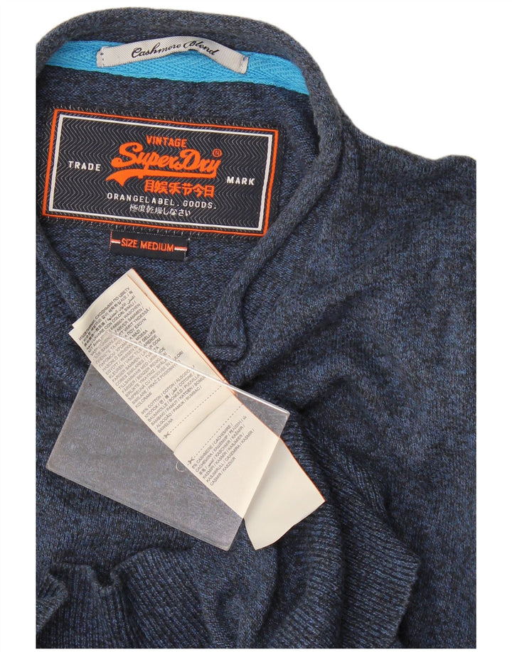 Maglione maglione girocollo da uomo Superdry in cotone screziato blu navy medio