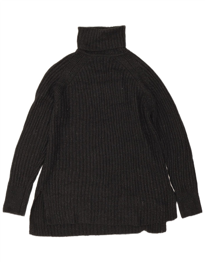 Maglione maglione a collo alto da donna Marks & Spencer UK 14 medio nero screziato