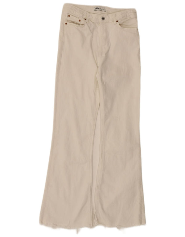 Jeans svasati a vita alta da donna Zara EU 38 piccoli W28 L31 bianchi