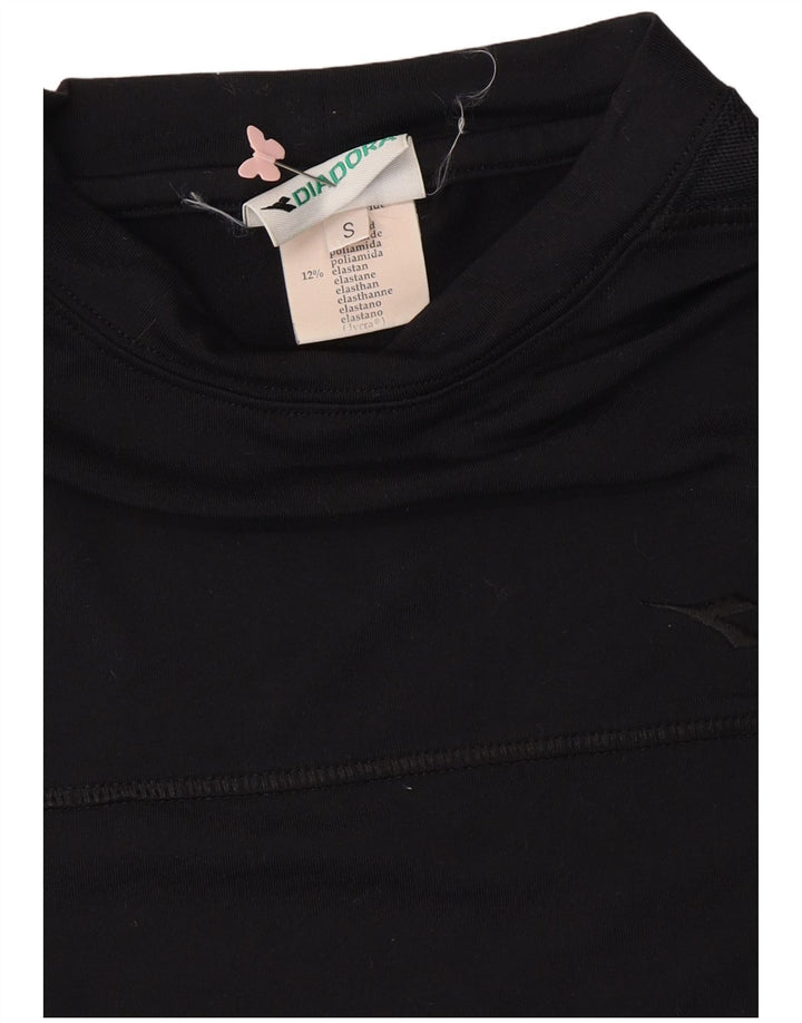 DIADORA T-shirt corta da donna Top UK 10 Small Nero Poliammide