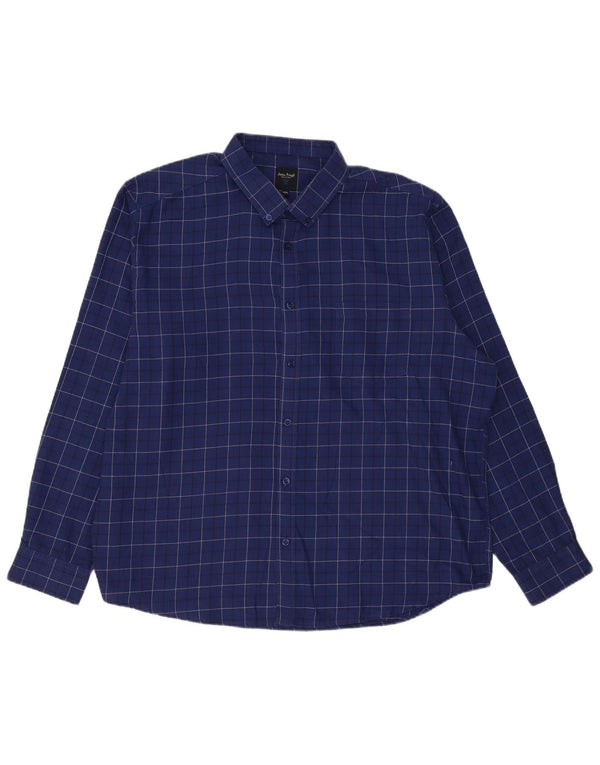 Camicia in flanella da uomo James Pringle 2XL Poliestere a quadri blu navy