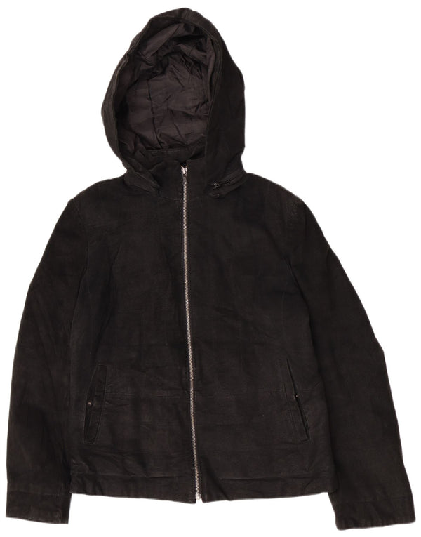 Giacca in pelle con cappuccio da donna Zarro IT 42 media nera
