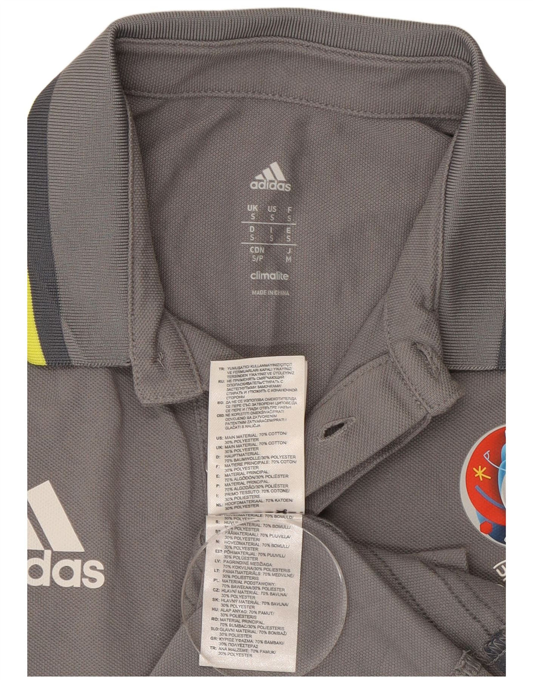 Polo grafica Adidas Climalite da uomo piccola in cotone grigio