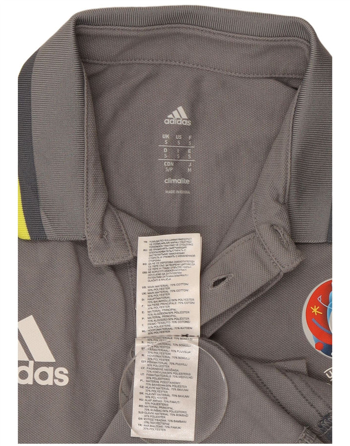 Polo grafica Adidas Climalite da uomo piccola in cotone grigio