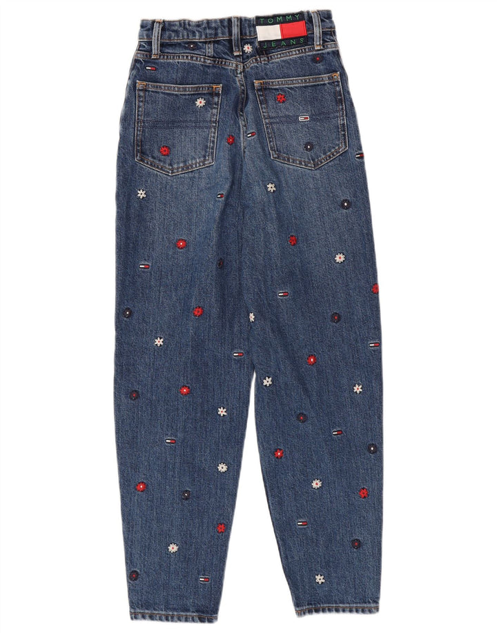 TOMMY HILFIGER Womens Mom Jean High Rise Tapered Jeans W24 L25 Blue Floral Vintage Tommy Hilfiger and Second-Hand Tommy Hilfiger from Messina Hembry 