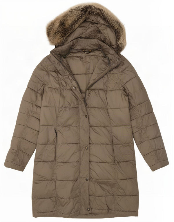 Cappotto imbottito con cappuccio da donna Barbour UK 12 medio cachi