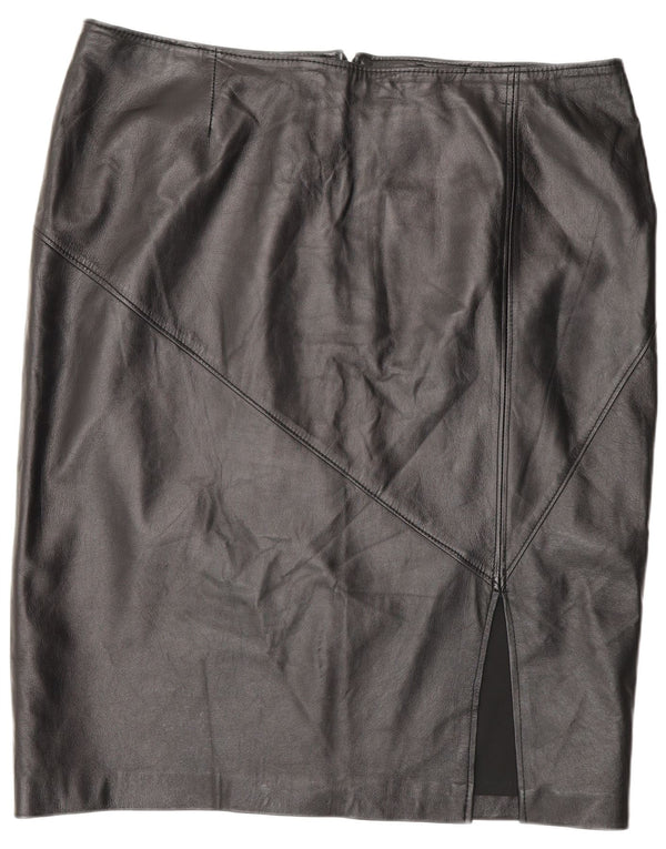 Gonna in pelle vintage da donna W42 3XL Nera