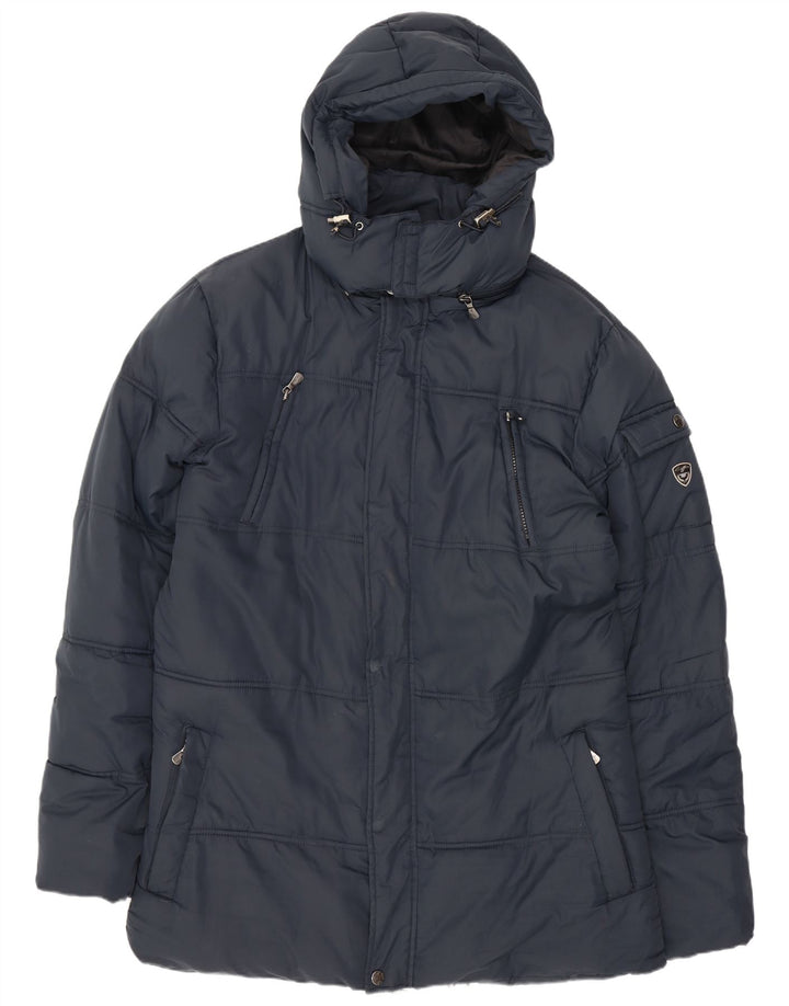 Giacca imbottita con cappuccio da uomo Lotto UK 44 2XL poliestere blu navy