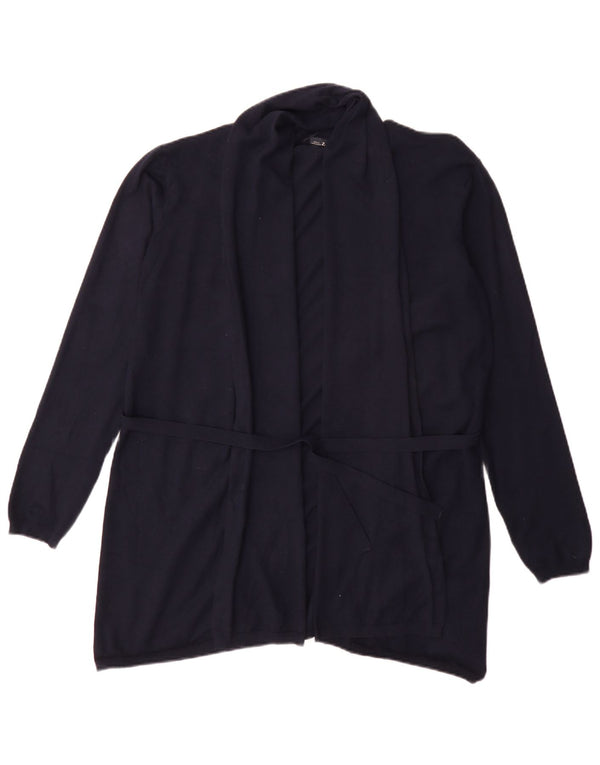 Maglione cardigan lungo da donna Zara UK 18 XL viscosa blu navy