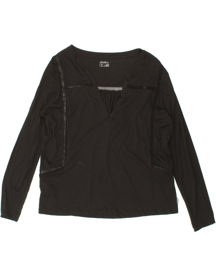 EDDIE BAUER Womens Oversized Top Long Sleeve UK 16 Large Black Cotton Vintage Eddie Bauer and Second-Hand Eddie Bauer from Messina Hembry 