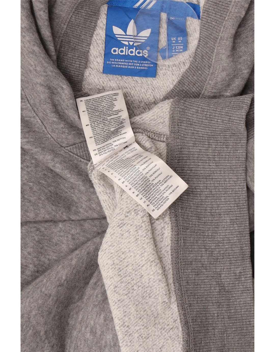 Felpa con cappuccio da uomo Adidas in cotone chiazzato grigio medio
