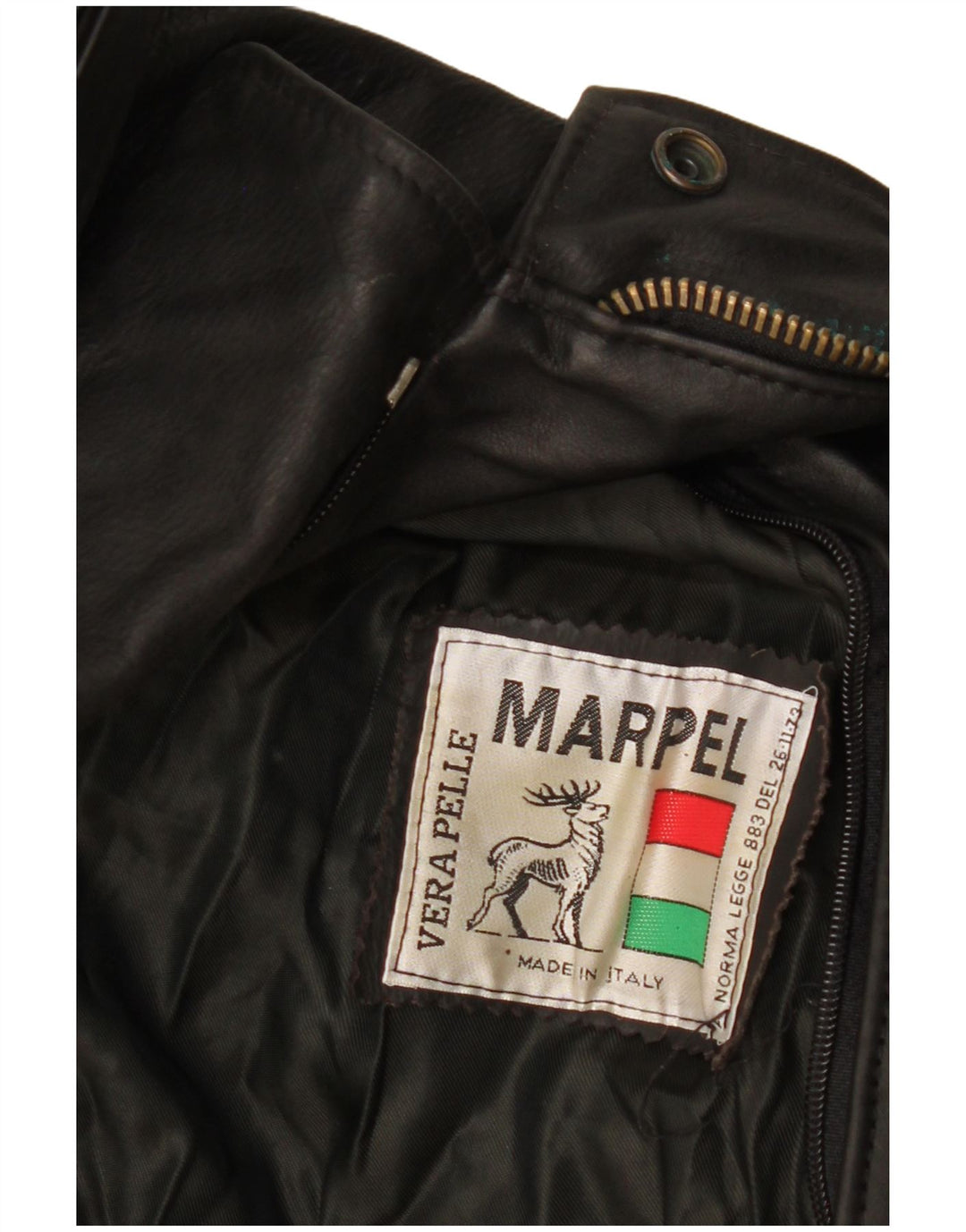Giacca in pelle militare da uomo Marpel UK 40 grande in pelle nera