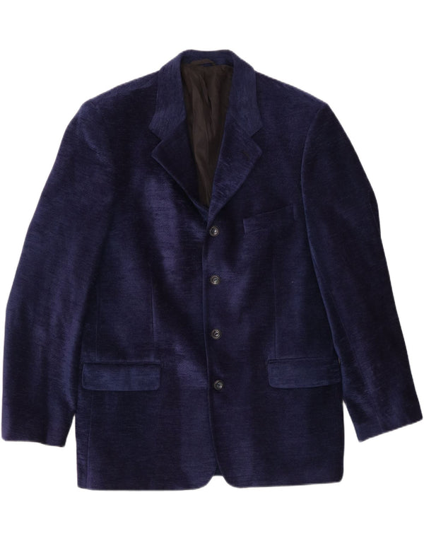 Giacca blazer vintage da uomo a 4 bottoni UK 40 grande blu navy