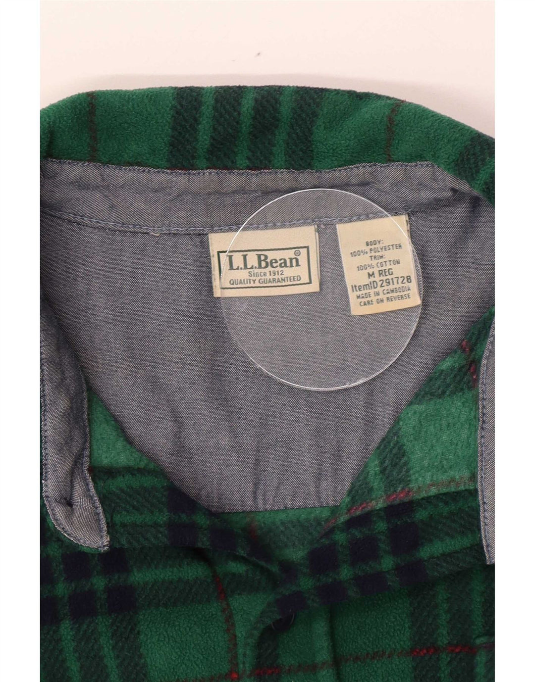 Camicia in pile da uomo L.L.Bean in poliestere a quadri verde medio