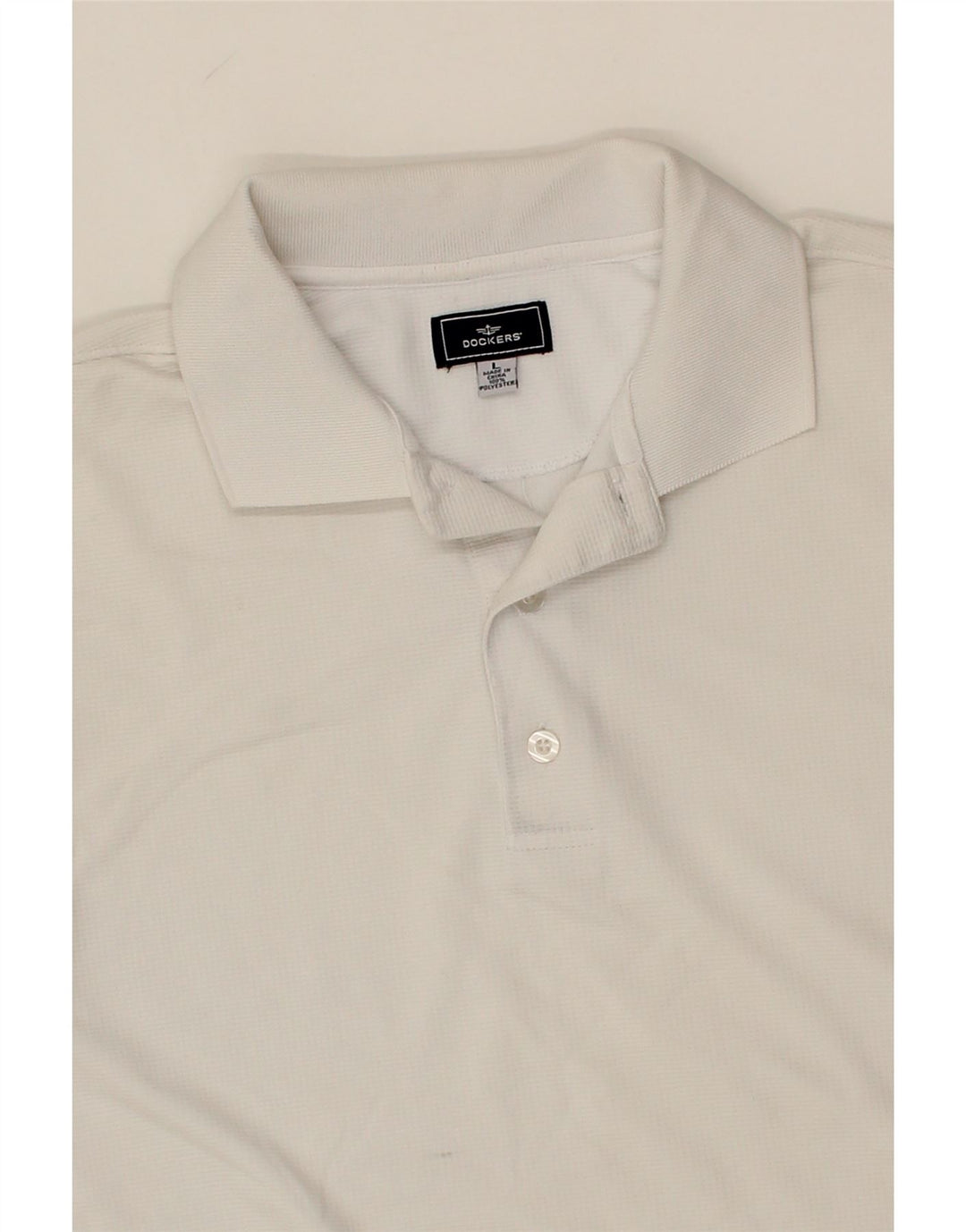DOCKERS Mens Polo Shirt Large White Polyester Vintage Dockers and Second-Hand Dockers from Messina Hembry 