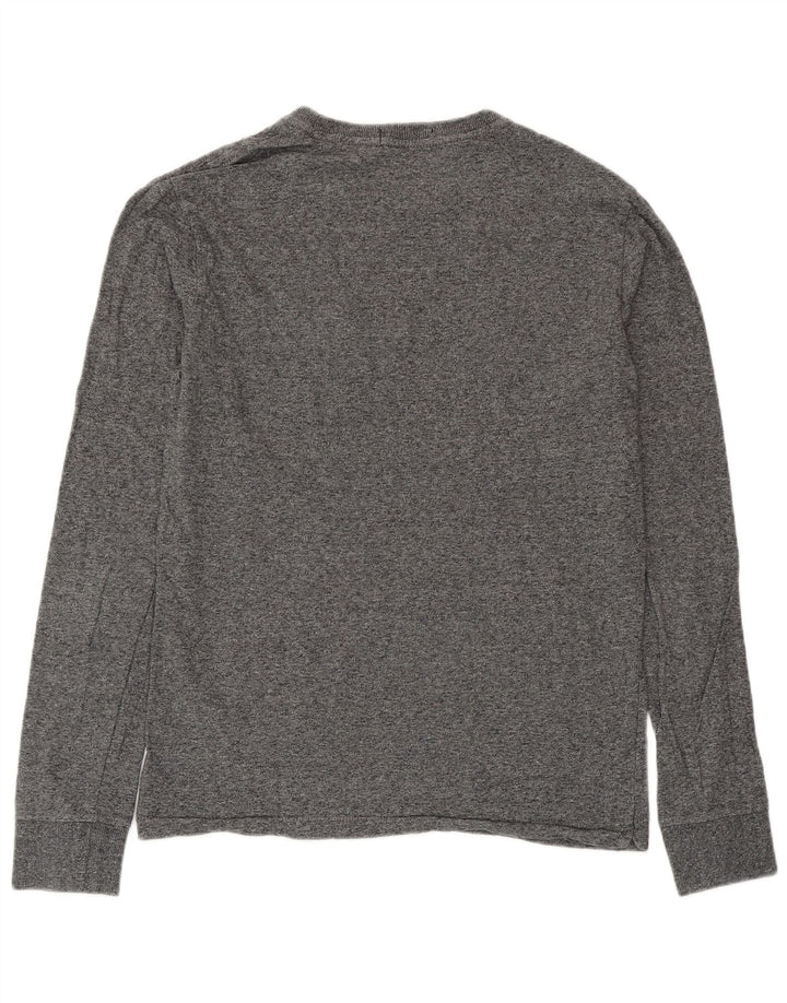 Top da uomo SUPERDRY a maniche lunghe in cotone chiazzato grigio piccolo