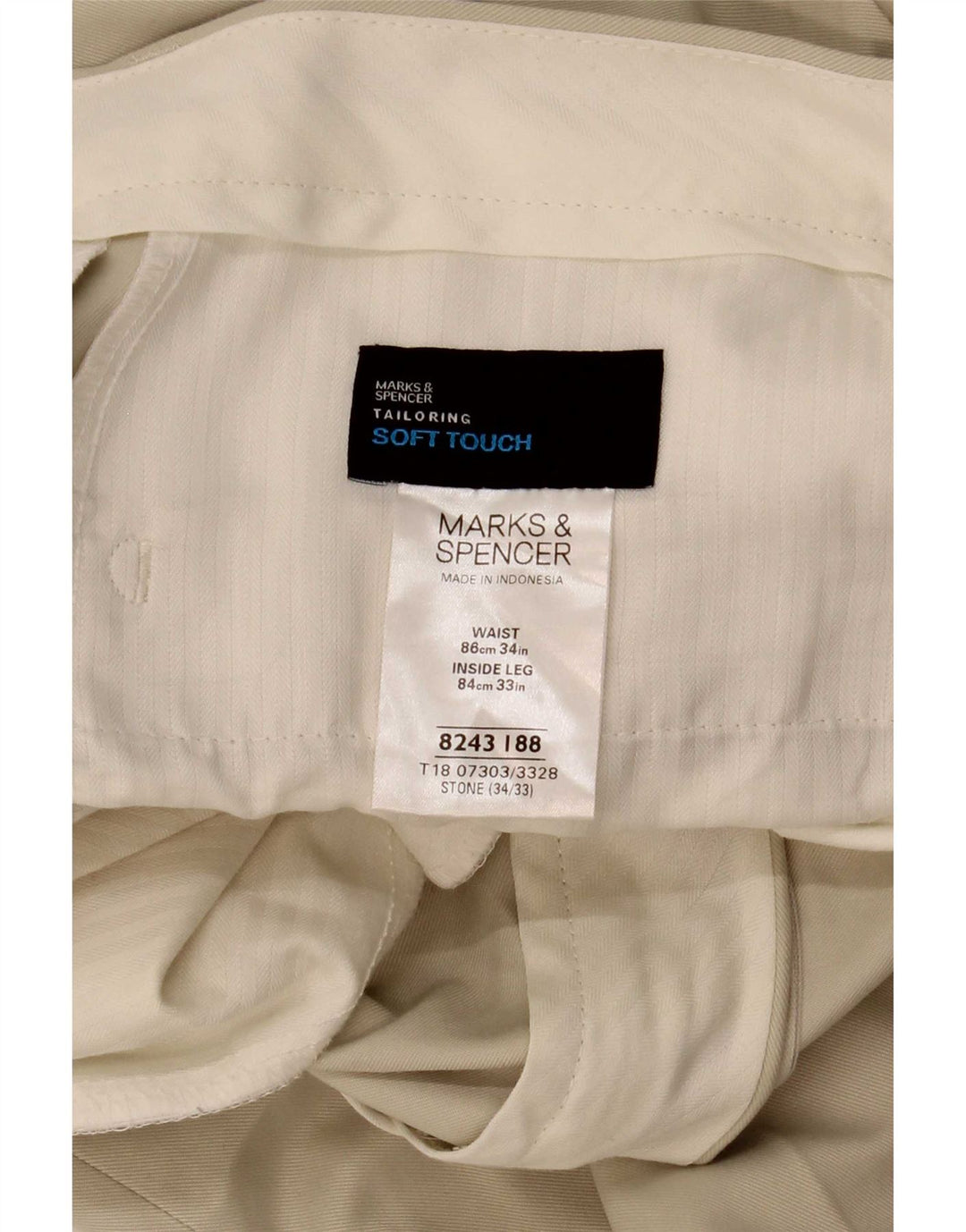 Pantaloni chino dritti da uomo Marks & Spencer W34 L33 Poliestere beige