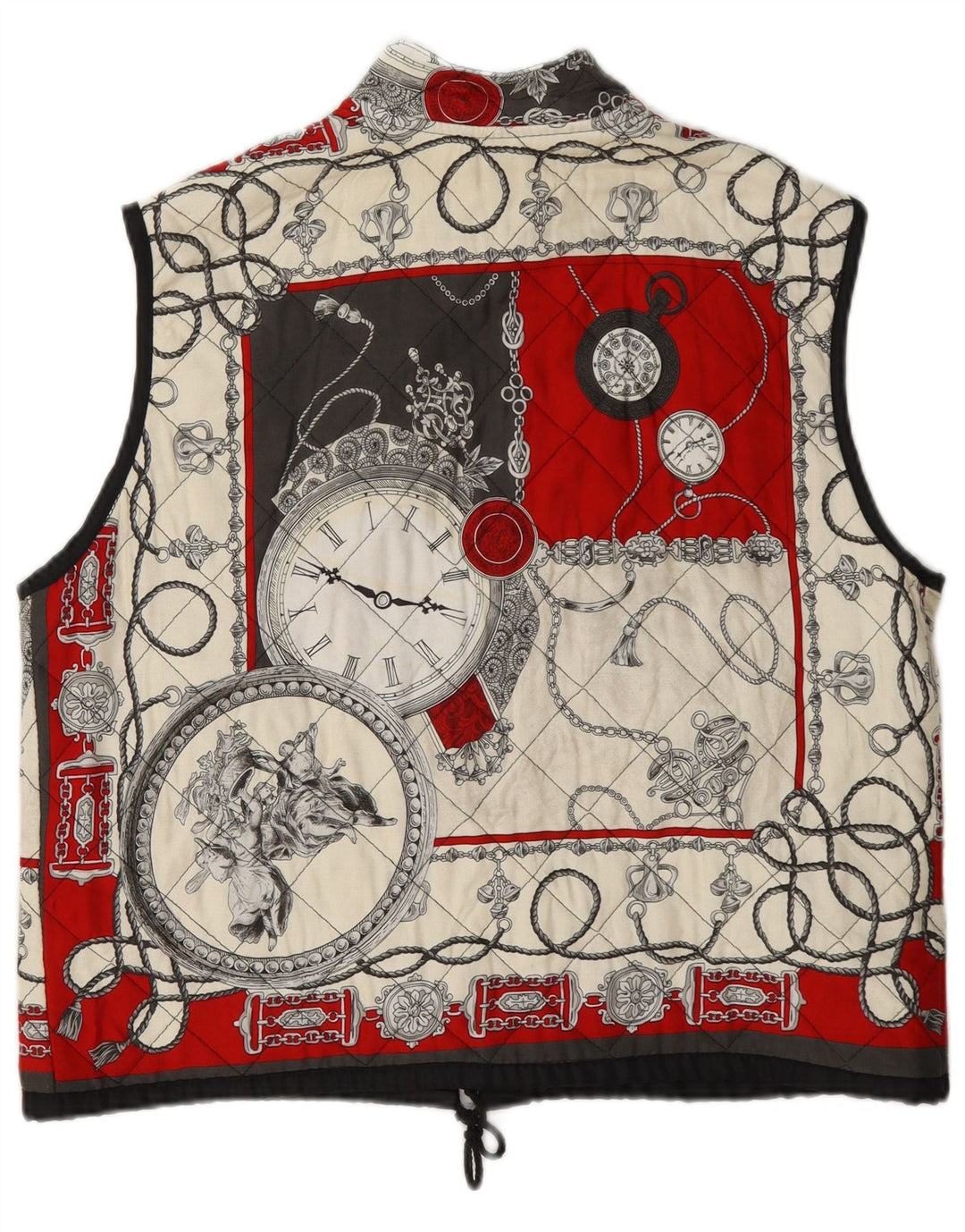 Gilet trapuntato vintage da donna con motivo astratto UK 14 grande multicolore