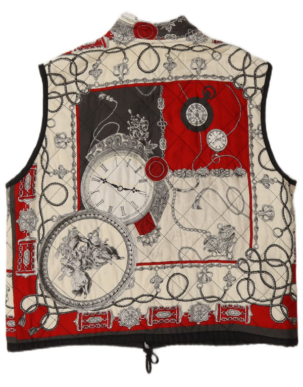 Gilet trapuntato vintage da donna con motivo astratto UK 14 grande multicolore