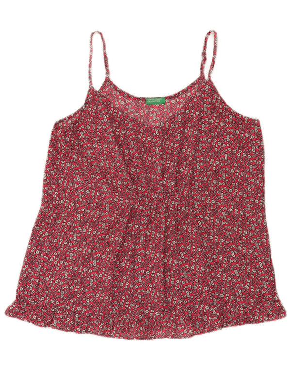 Cami Top da donna Benetton UK 12 rosso medio floreale