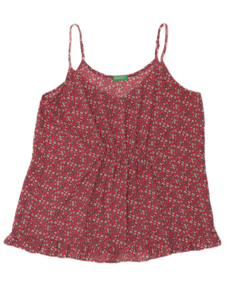 Cami Top da donna Benetton UK 12 rosso medio floreale