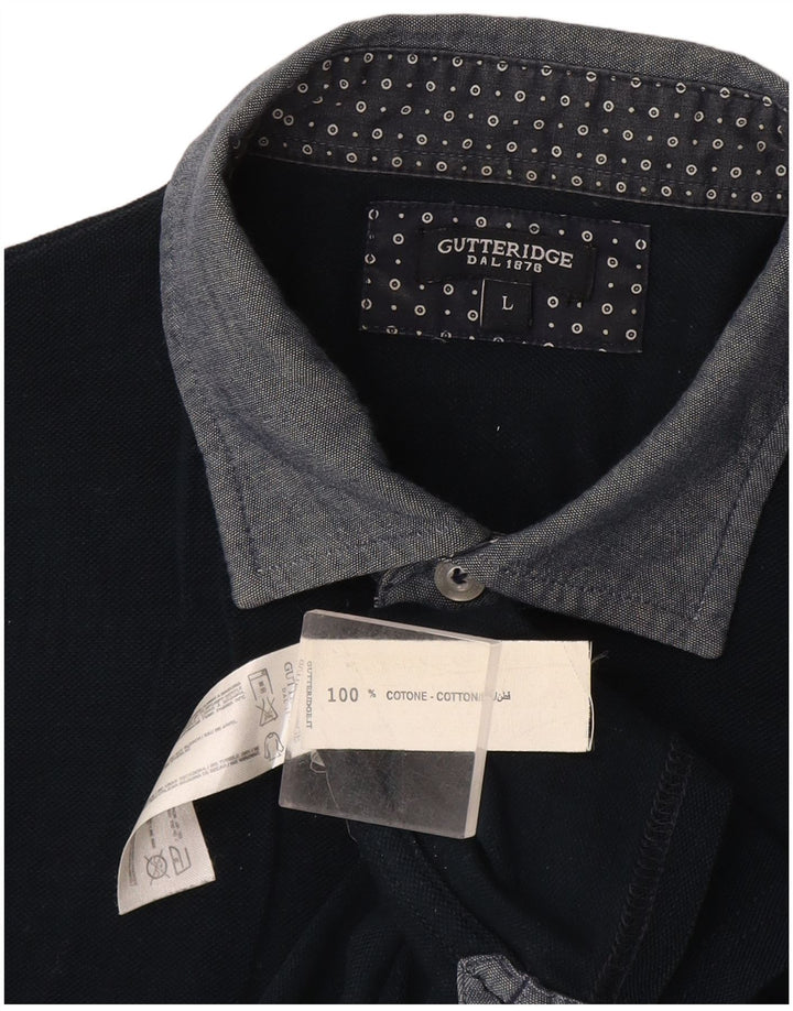 Polo da uomo Gutteridge grande in cotone blu navy