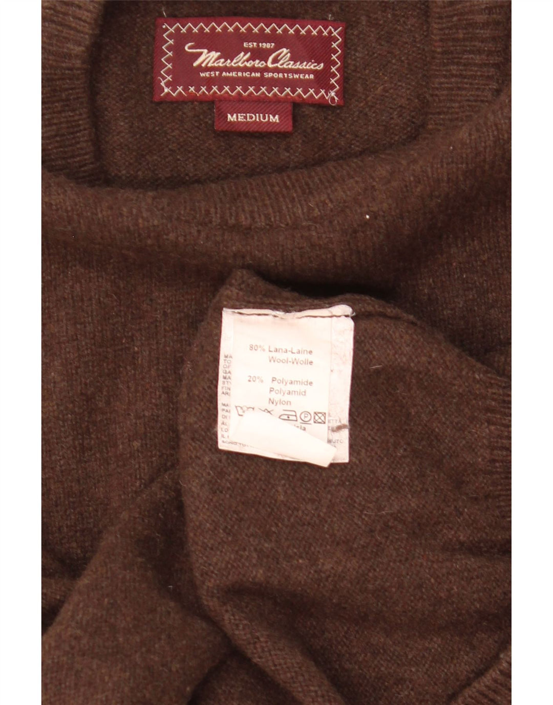 MARLBORO CLASSICS Maglione da uomo girocollo in lana marrone medio