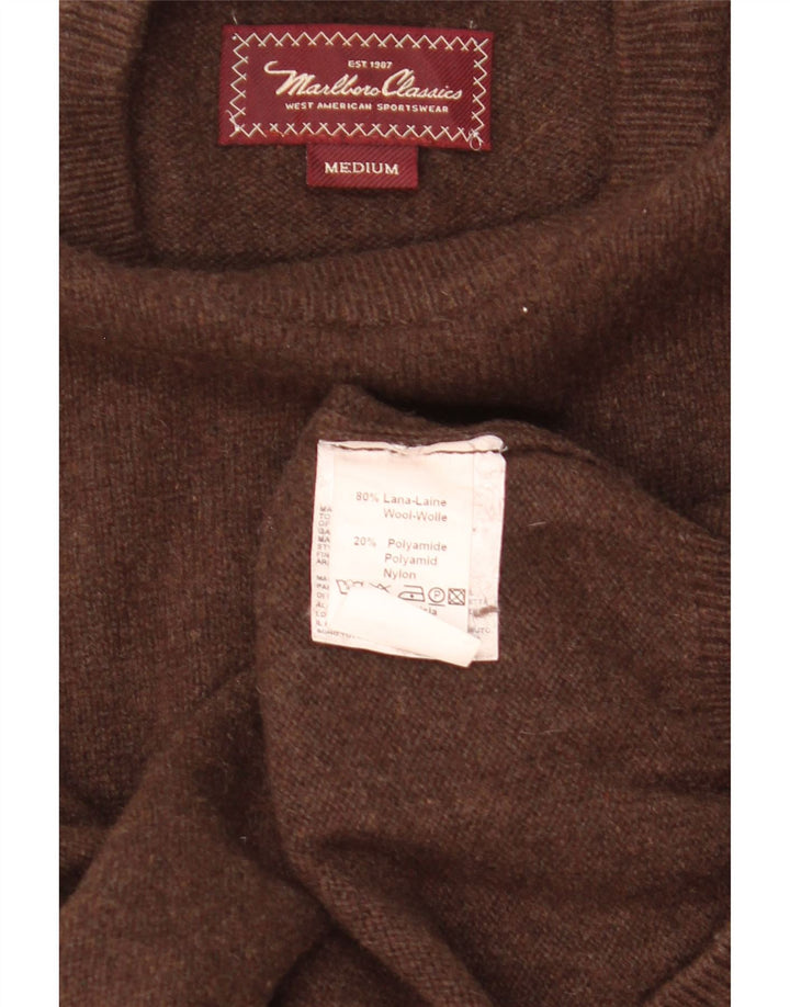 MARLBORO CLASSICS Maglione da uomo girocollo in lana marrone medio