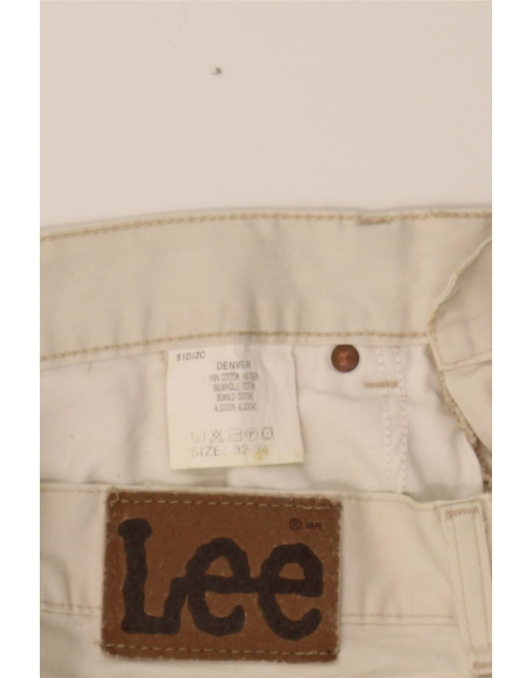 LEE Mens Denver Straight Jeans W32 L30 White Cotton Vintage Lee and Second-Hand Lee from Messina Hembry 