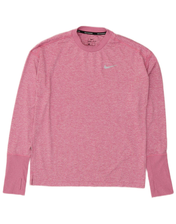 NIKE Top Dri Fit da uomo a maniche lunghe piccolo rosa chiazzato