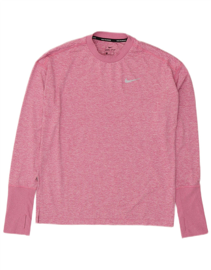 NIKE Top Dri Fit da uomo a maniche lunghe piccolo rosa chiazzato