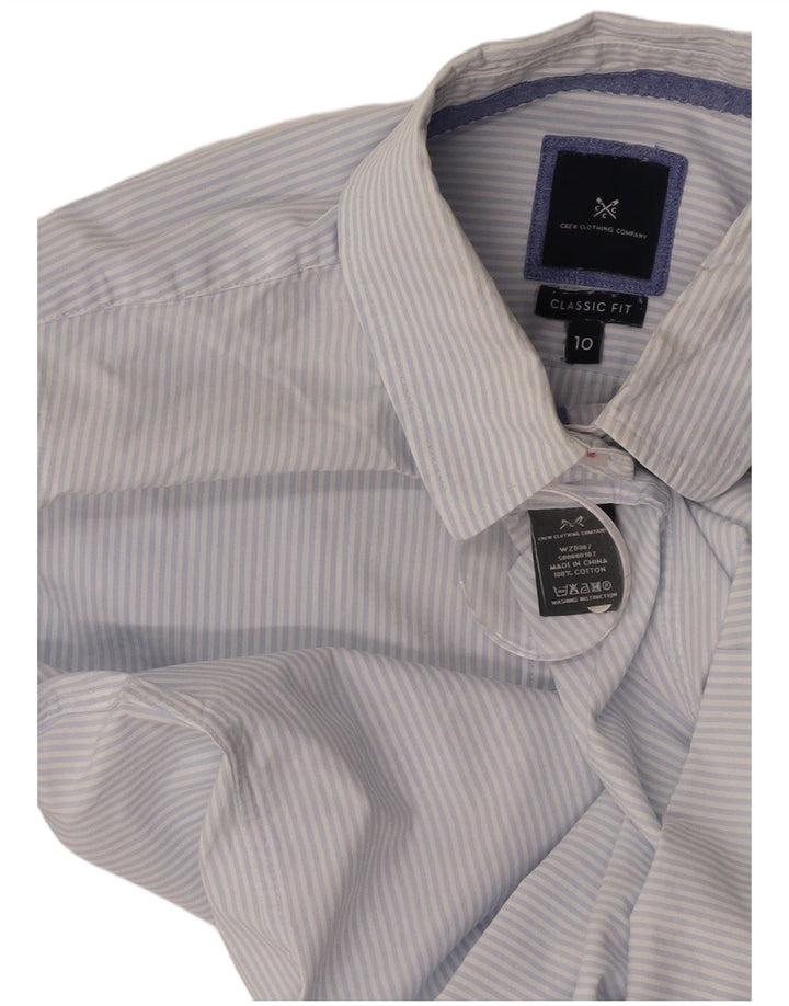 CREW CLOTHING Camicia da donna dalla vestibilità classica UK 10 Piccolo cotone a righe blu