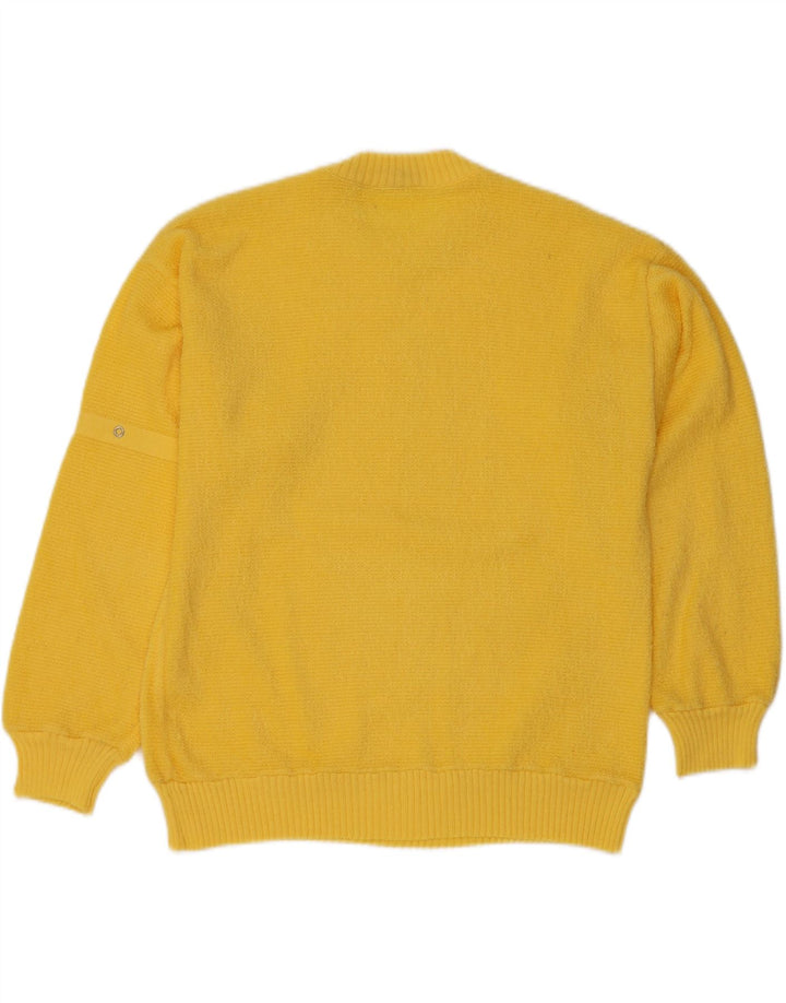 Maglione vintage da uomo girocollo piccolo giallo
