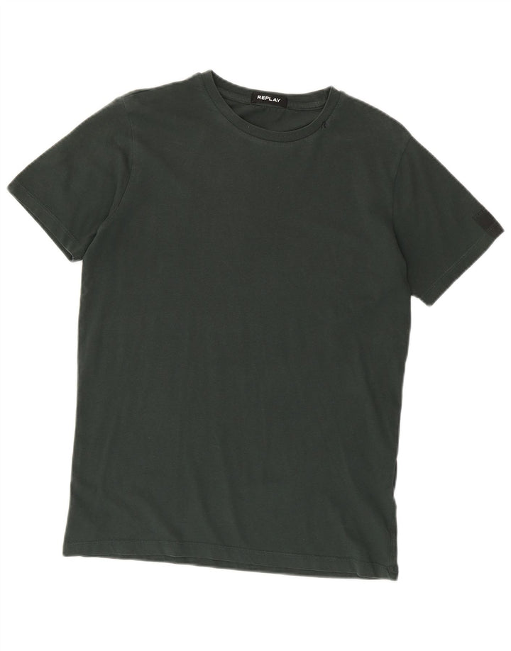 T-shirt da uomo Replay Top in cotone verde medio