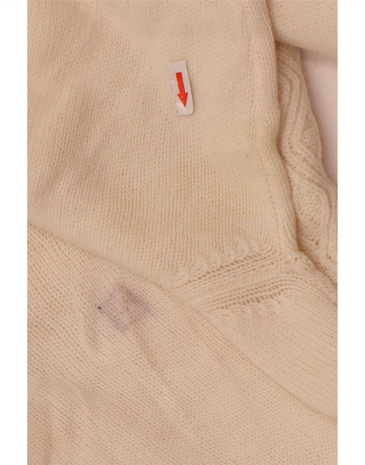 Maglione da uomo Navigare a collo alto in lana color bianco sporco medio