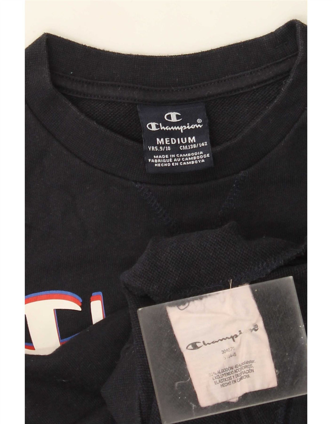 Felpa con grafica Champion per ragazzi, 9-10 anni, cotone medio blu navy