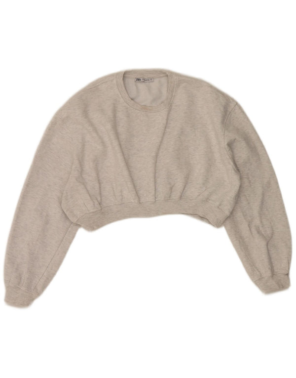 Felpa corta oversize da donna Zara UK 10 piccola grigia screziata