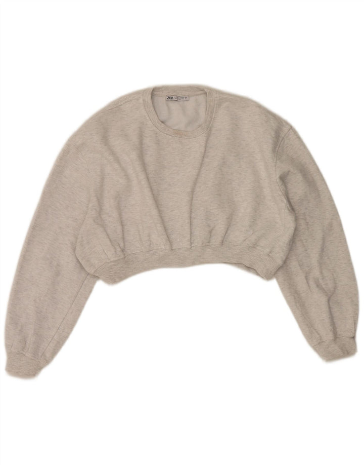 Felpa corta oversize da donna Zara UK 10 piccola grigia screziata