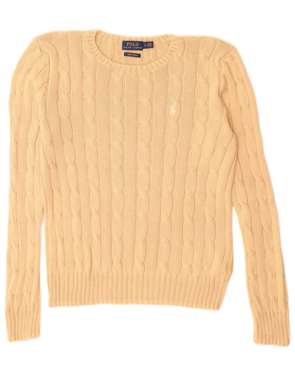 Maglione maglione girocollo da donna Polo Ralph Lauren UK 12 Cotone beige medio