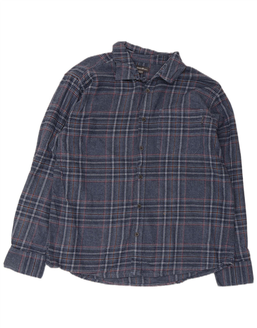 Camicia da uomo in flanella Eddie Bauer XL in cotone a quadri blu