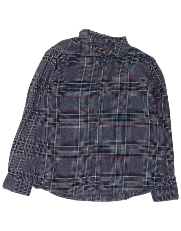 Camicia da uomo in flanella Eddie Bauer XL in cotone a quadri blu