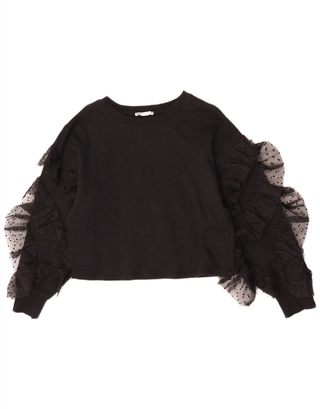 Top corto da donna Zara a maniche lunghe UK 10 piccolo cotone nero