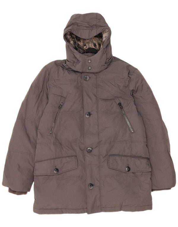 Giacca imbottita con cappuccio da uomo Marks & Spencer UK 40 grande poliestere grigio