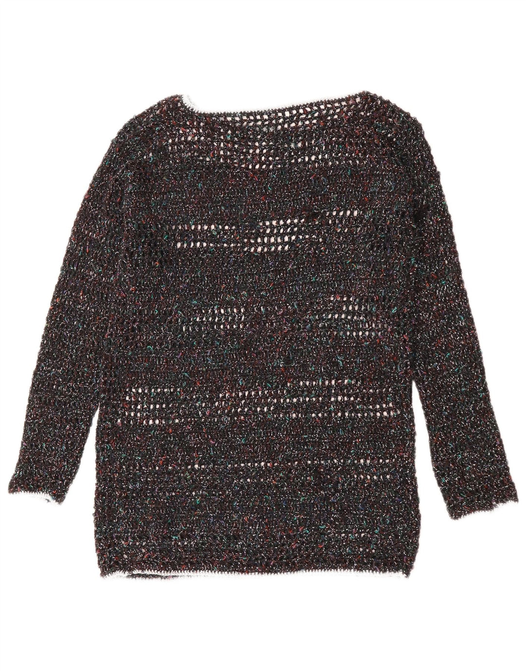 Maglione maglione con scollo a barca da donna VINTAGE UK 12 medio multicolore screziato