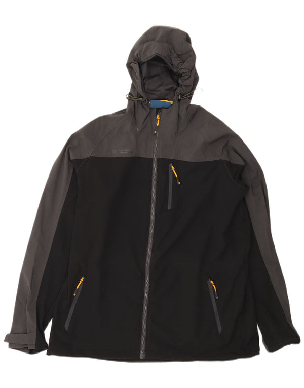 Giacca antipioggia da uomo con cappuccio Mountain Warehouse UK 42 XL Black Colourblock