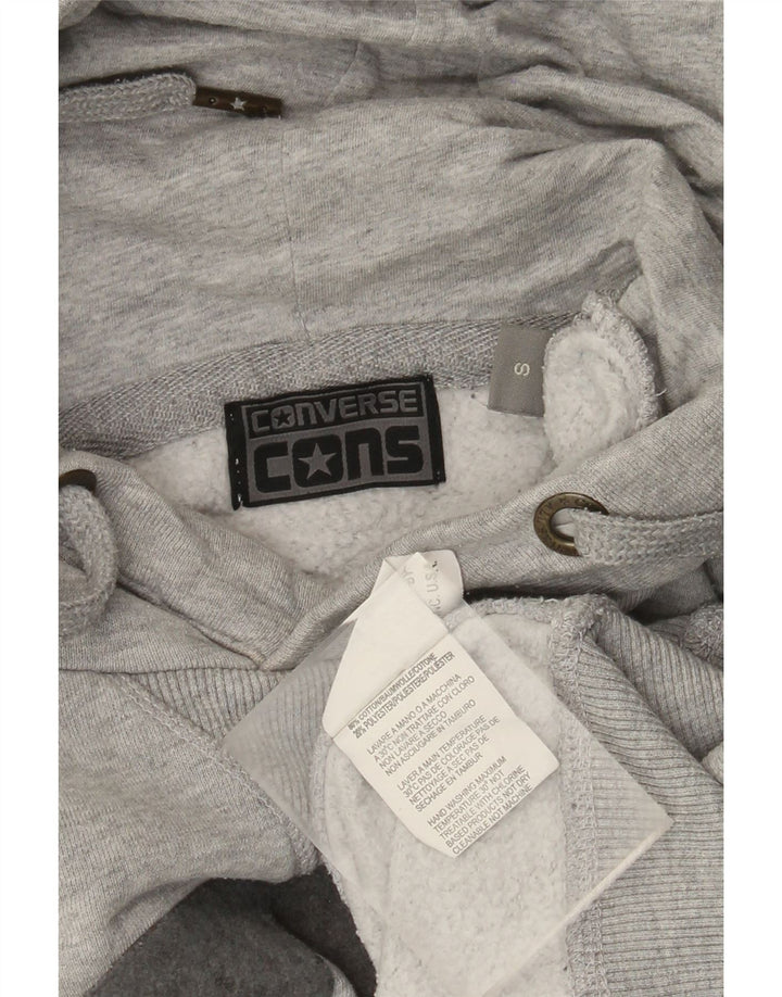 Maglione con cappuccio grafico da uomo Converse piccolo in cotone chiazzato grigio