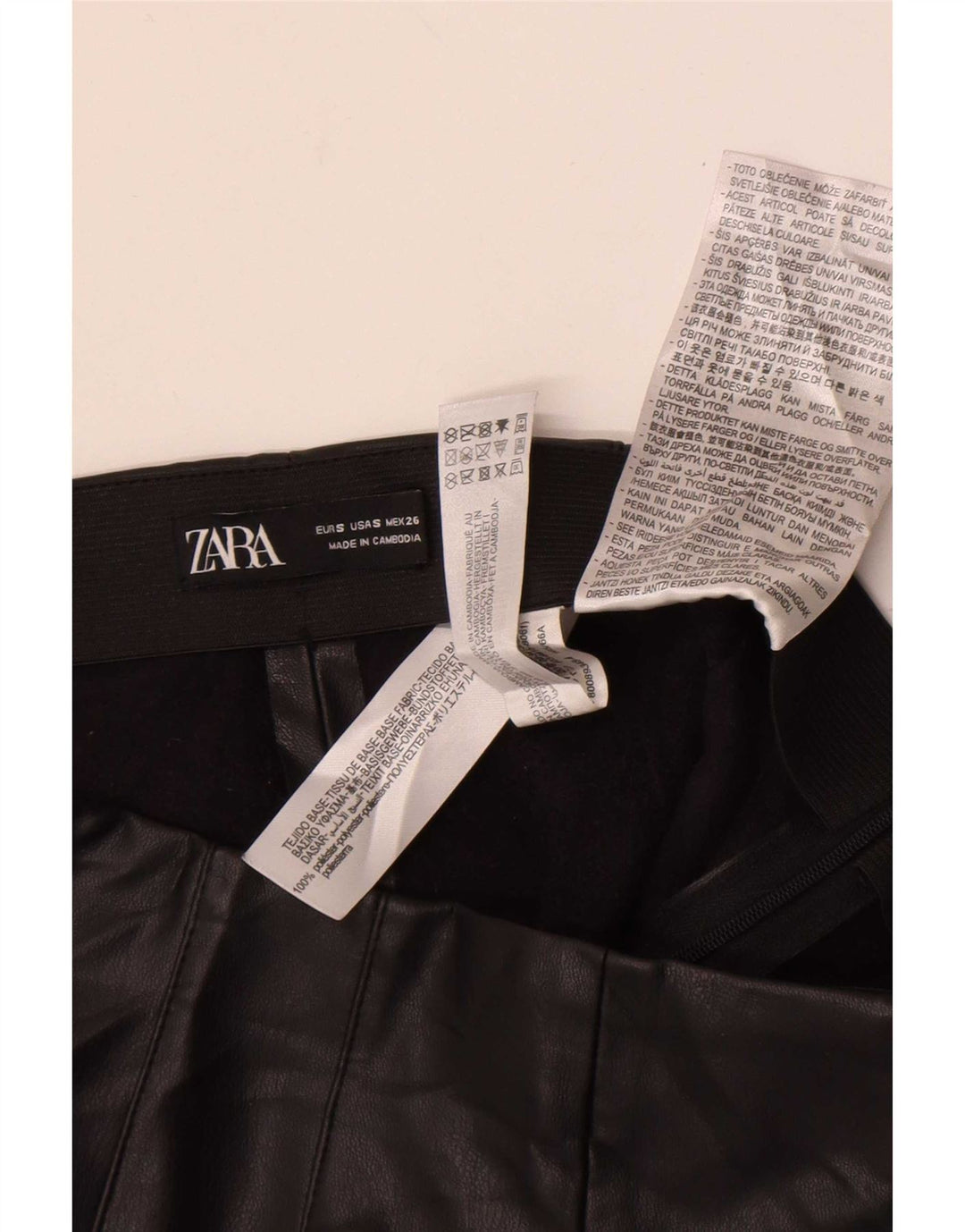 Pantaloni skinny in pelle da donna Zara piccoli W26 L27 poliestere nero